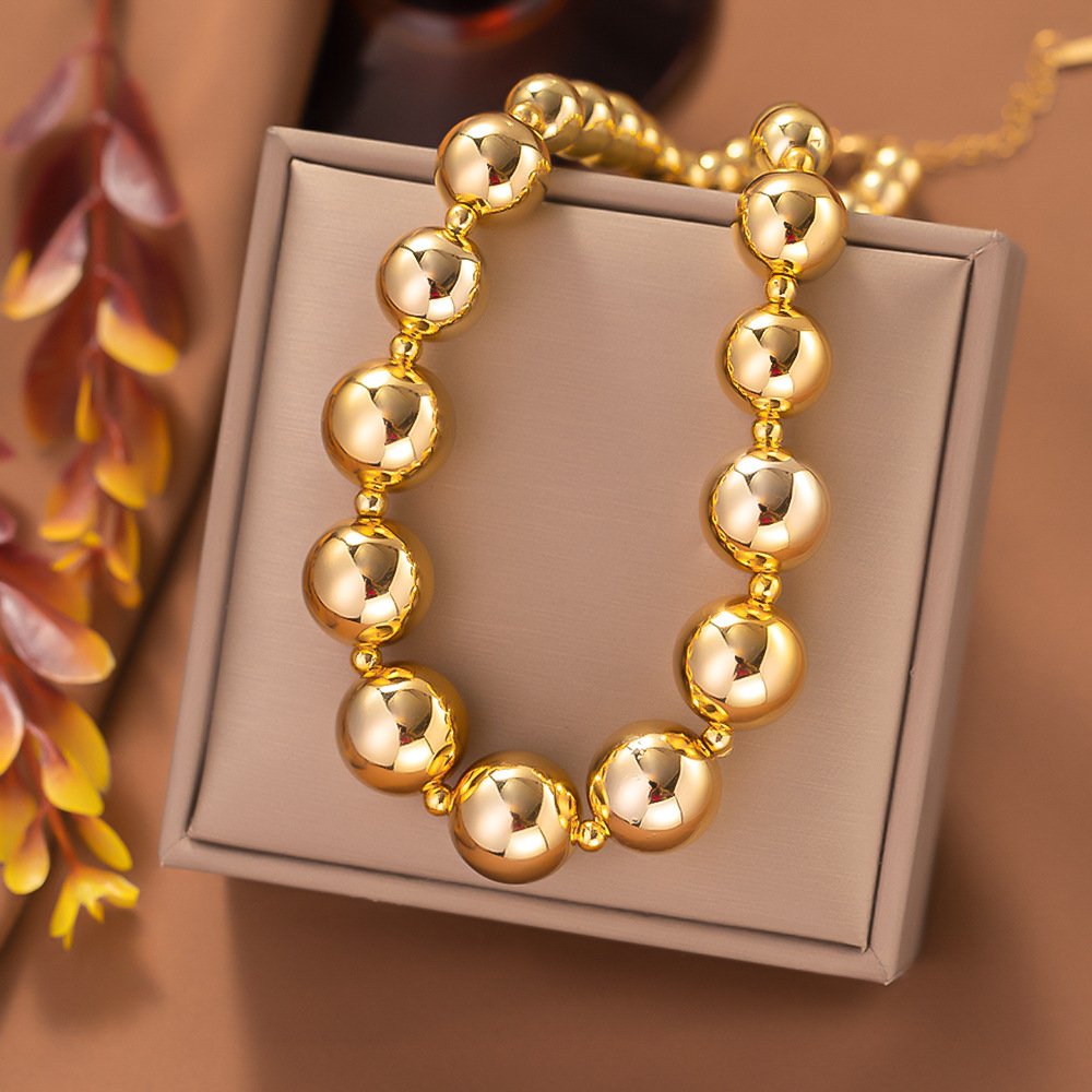 Bold Large Beads Gold Plated Necklace